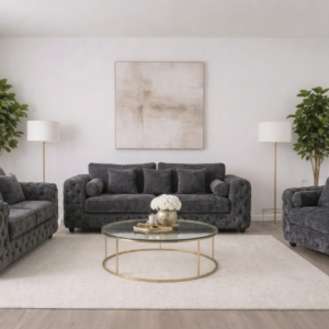 ASHTON 3+2+1 Seater Chenille Dark Grey Sofa Set