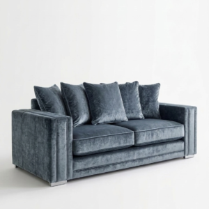 Ruby Alaska 3 Seater Plush Velvet Dark Grey Sofa | Grand Silk-Touch Family Sofa