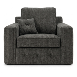 Ruby Alaska 1 Seater Chenille Dark Grey Sofa | Textured Boutique Armchair