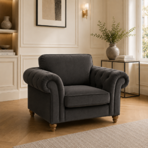 NICOLE 1 Seater Chenille Dark Grey Sofa 4