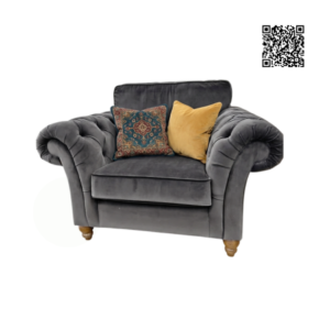 NICOLE 1 Seater Crush Velvet Dark Grey Sofa