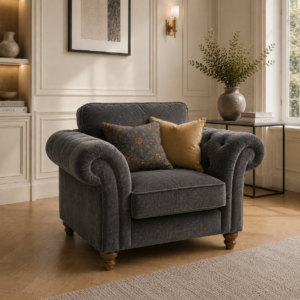 NICOLE 1 Seater Crush Velvet Dark Grey Sofa 4