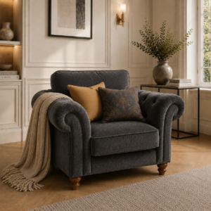 NICOLE 1 Seater Crush Velvet Dark Grey Sofa 5