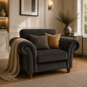 NICOLE 1 Seater Jumbo Cord Dark Grey Sofa 5