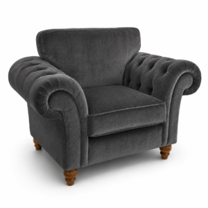 NICOLE 1 Seater Plush Velvet Dark Grey Sofa 1