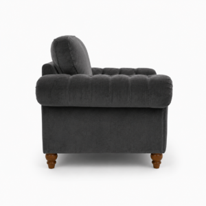 NICOLE 1 Seater Plush Velvet Dark Grey Sofa 2