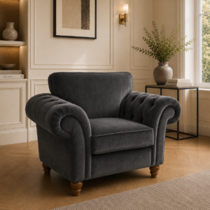 NICOLE 1 Seater Plush Velvet Dark Grey Sofa 4
