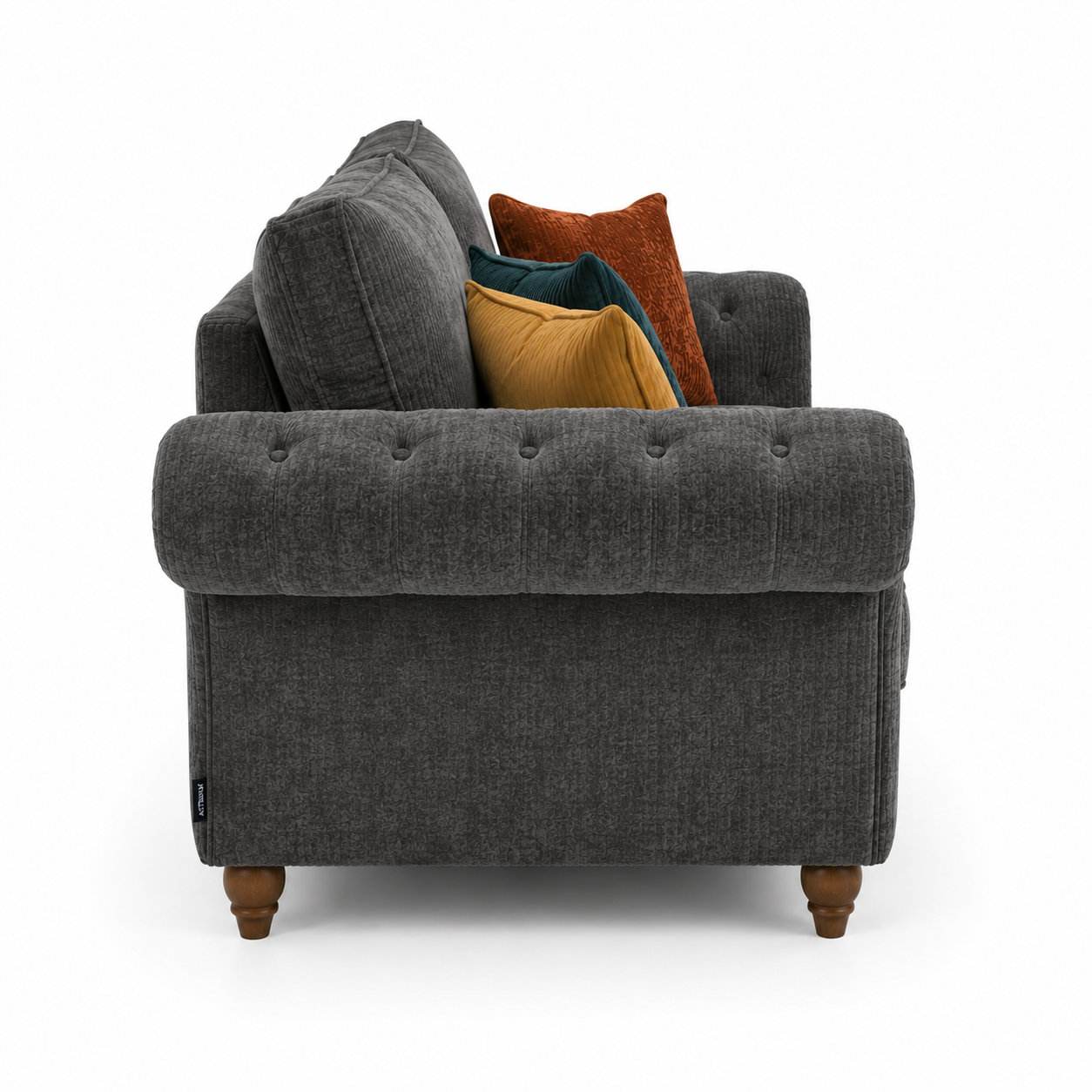 NICOLE 2 Seater Chenille Dark Grey Sofa 2