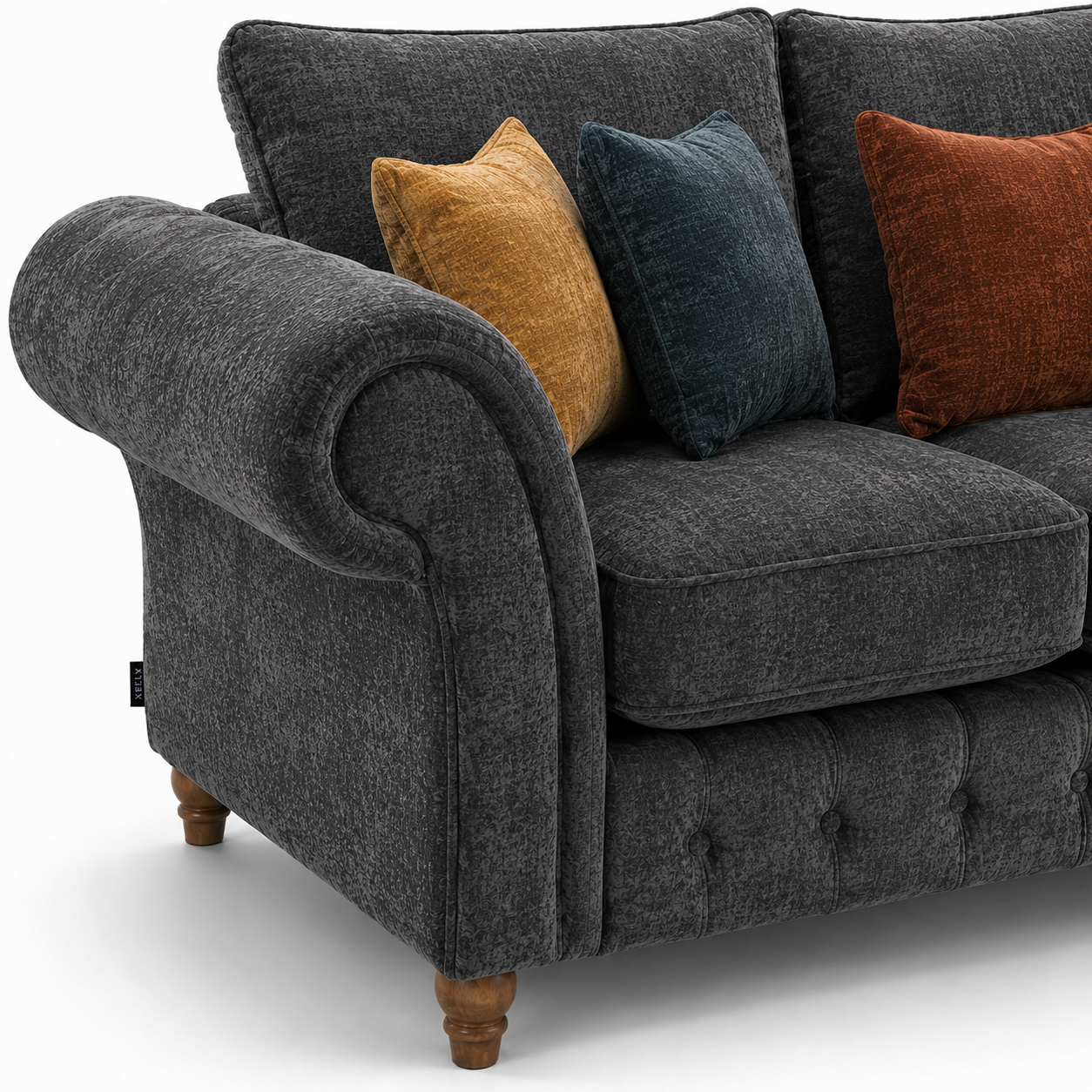 NICOLE 2 Seater Chenille Dark Grey Sofa 3