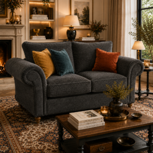 NICOLE 2 Seater Chenille Dark Grey Sofa 4