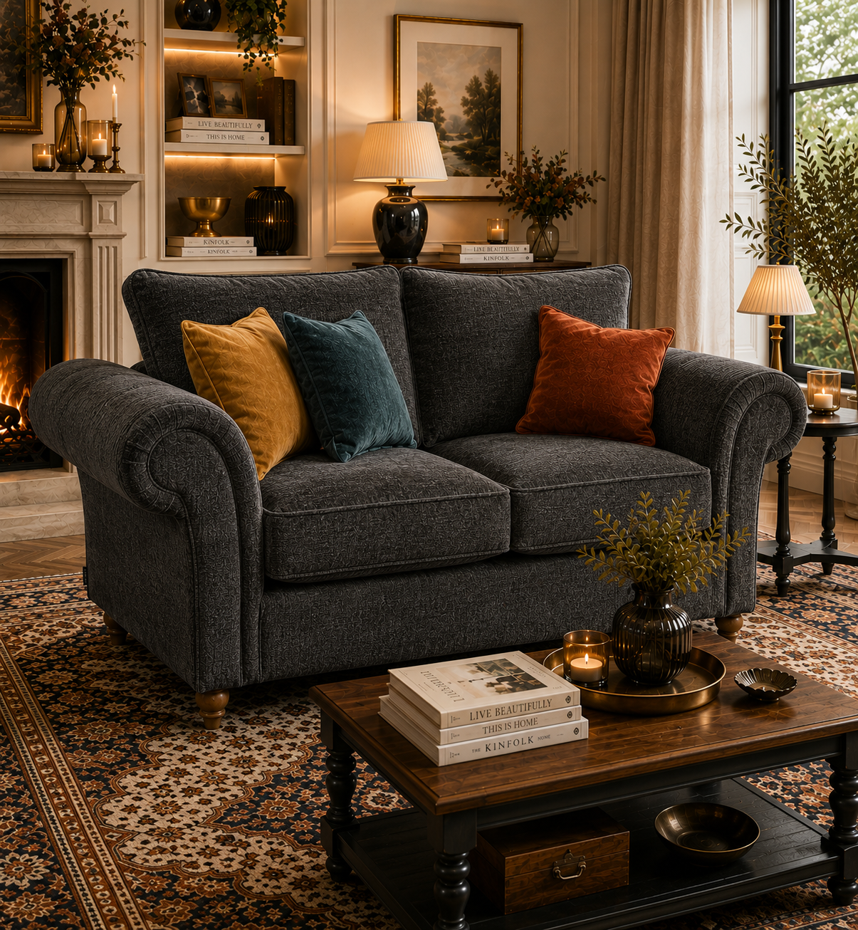 NICOLE 2 Seater Chenille Dark Grey Sofa 4 NICOLE 2 Seater Chenille Dark Grey Sofa 4