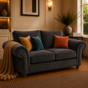 NICOLE 2 Seater Chenille Dark Grey Sofa 5