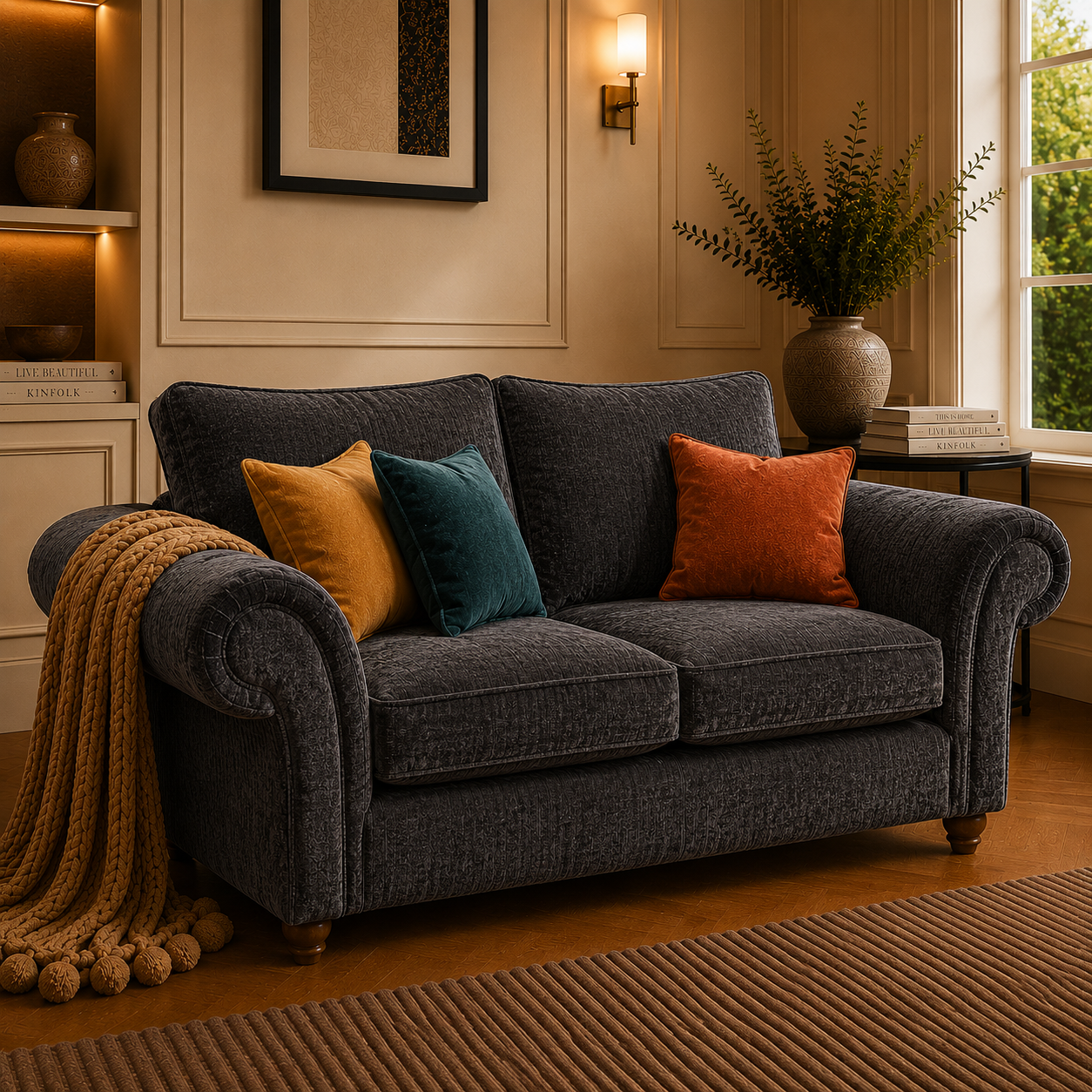 NICOLE 2 Seater Chenille Dark Grey Sofa 5 NICOLE 2 Seater Chenille Dark Grey Sofa 5