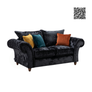 NICOLE 2 Seater Crush Velvet Dark Grey Sofa