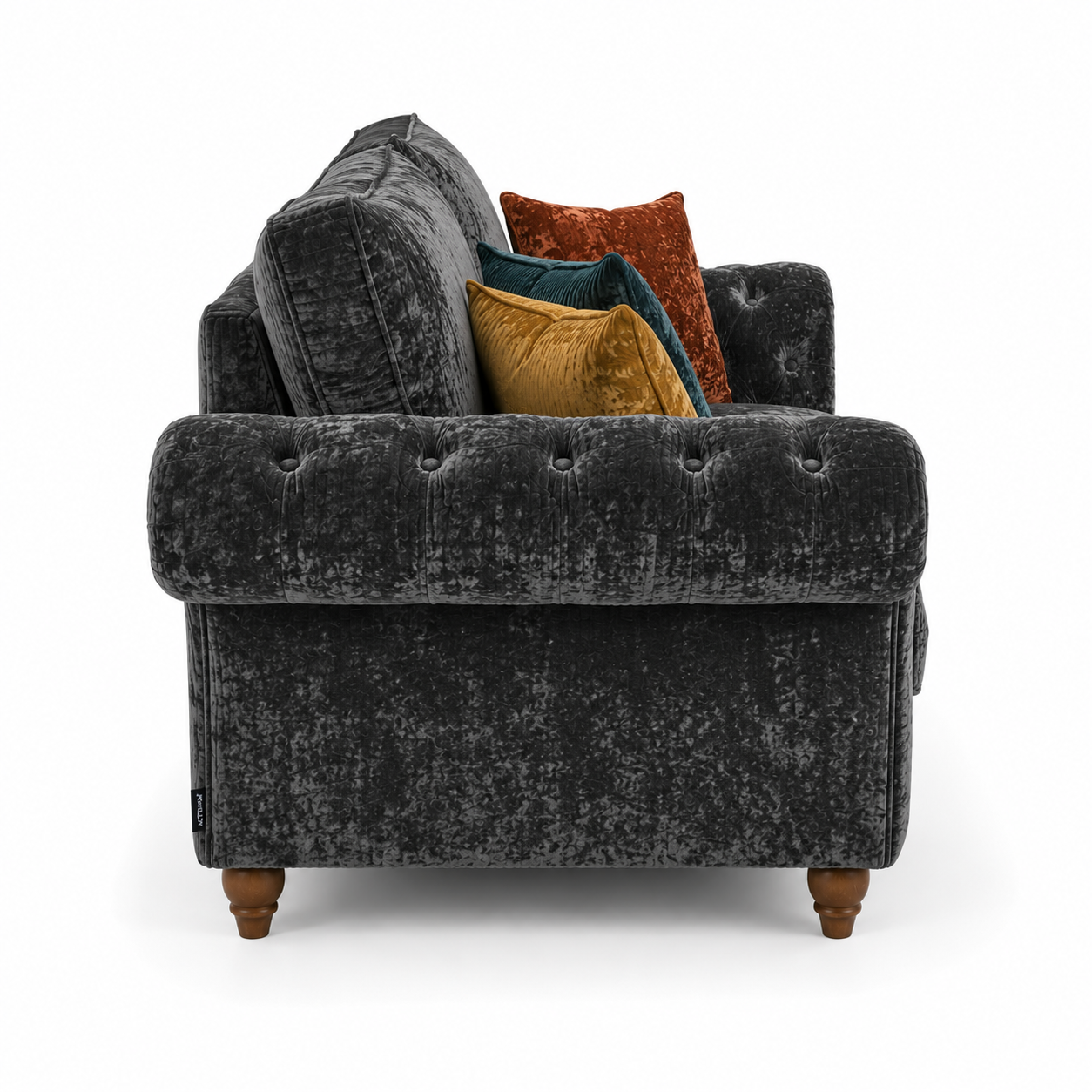 NICOLE 2 Seater Crush Velvet Dark Grey Sofa 2