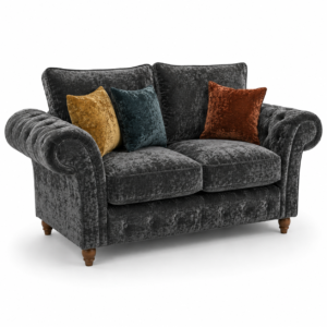 NICOLE 2 Seater Crush Velvet Dark Grey Sofa