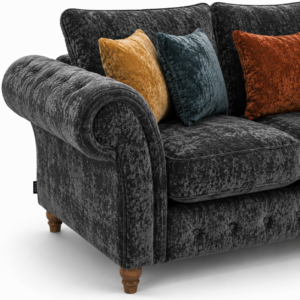 NICOLE 2 Seater Crush Velvet Dark Grey Sofa 3