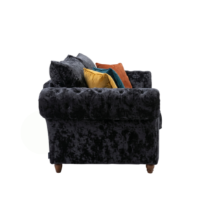 NICOLE 2 Seater Crush Velvet Dark Grey Sofa Side Posse