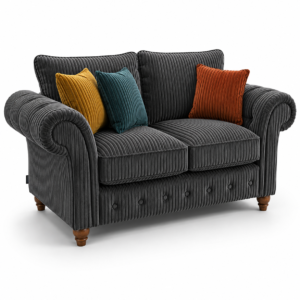NICOLE 2 Seater Jumbo Cord Dark Grey Sofa