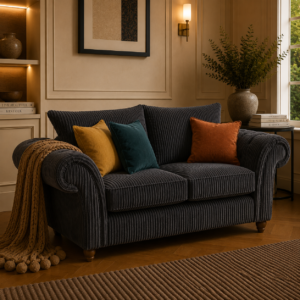 NICOLE 2 Seater Jumbo Cord Dark Grey Sofa 4