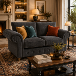 NICOLE 2 Seater Jumbo Cord Dark Grey Sofa 5