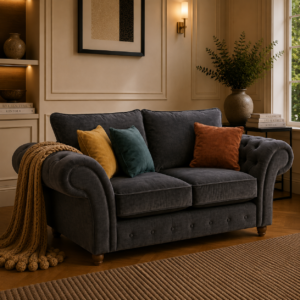 NICOLE 2 Seater Naples & Kensington Dark Grey Sofa 4
