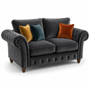 NICOLE 2 Seater Plush Velvet Dark Grey Sofa
