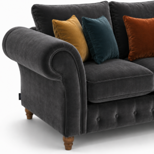 NICOLE 2 Seater Plush Velvet Dark Grey Sofa 3