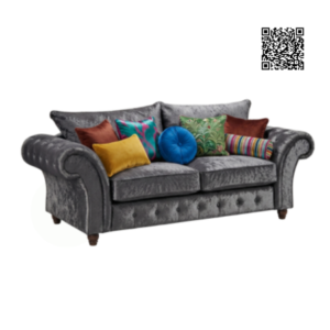 NICOLE 3 Seater Crush Velvet Dark Grey Sofa
