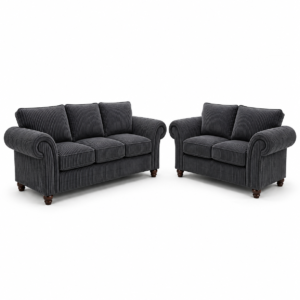 NICOLE 3+2 Seater Jumbo Cord Dark Grey Sofa