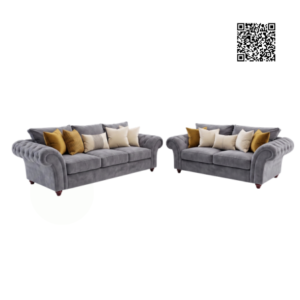 NICOLE 3+2 Seater Plush Velvet Dark Grey Sofa Set