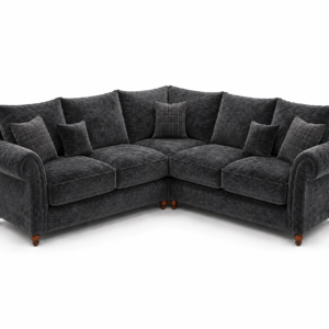 NICOLE 5 Seater Corner Crush Velvet Dark Grey Sofa 
