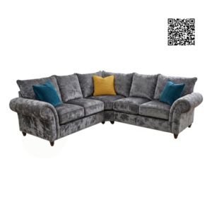 NICOLE 5 Seater Corner Crush Velvet Dark Grey Sofa