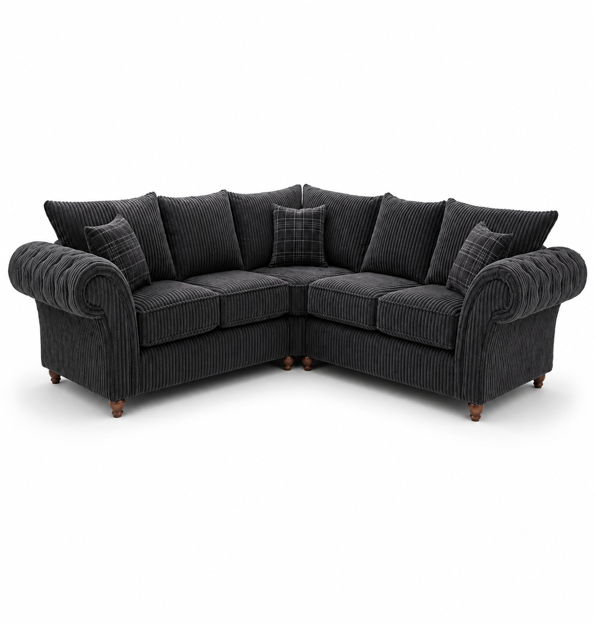 NICOLE 5 Seater Corner Jumbo Cord Dark Grey Sofa