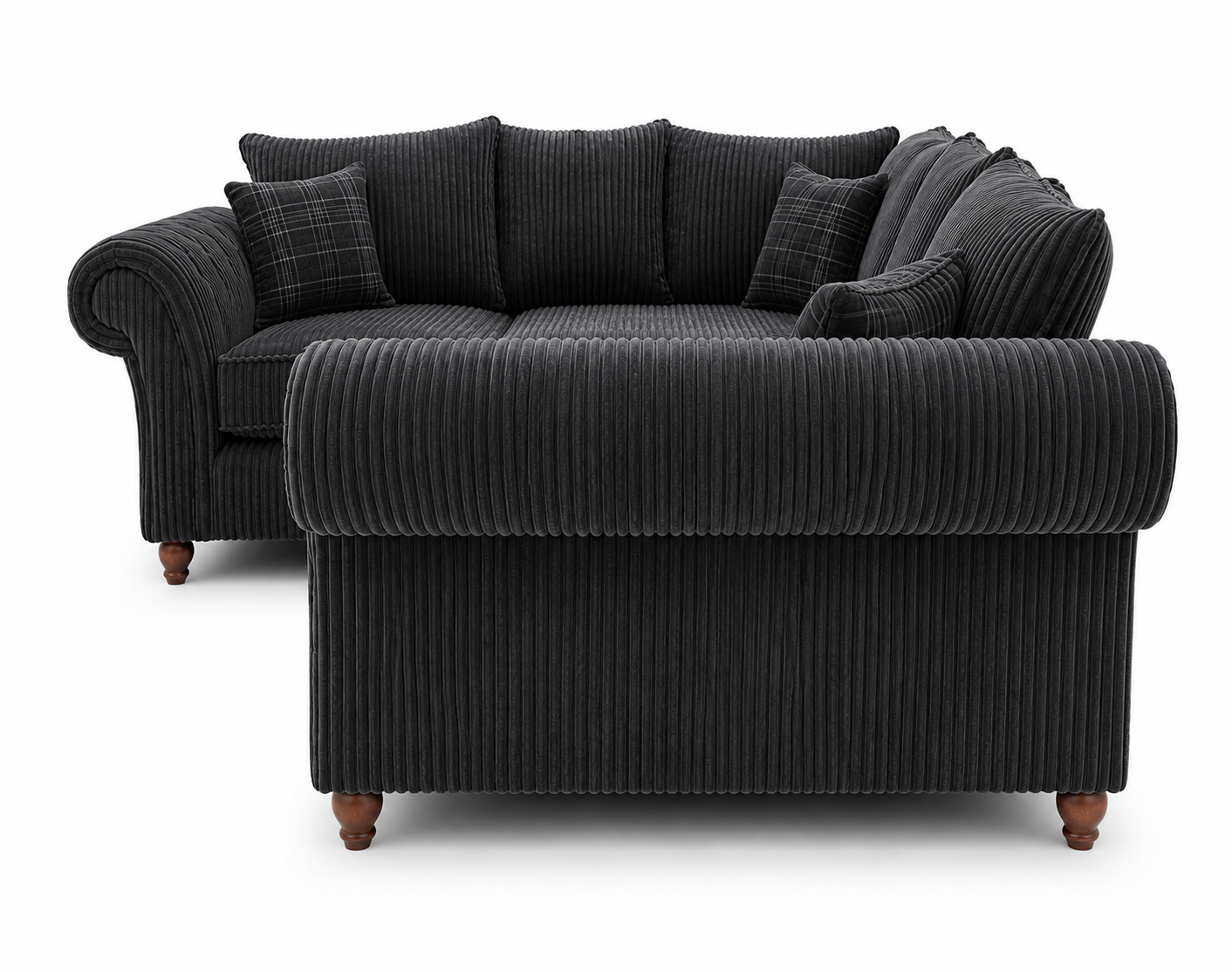 NICOLE 5 Seater Corner Jumbo Cord Dark Grey Sofa 2