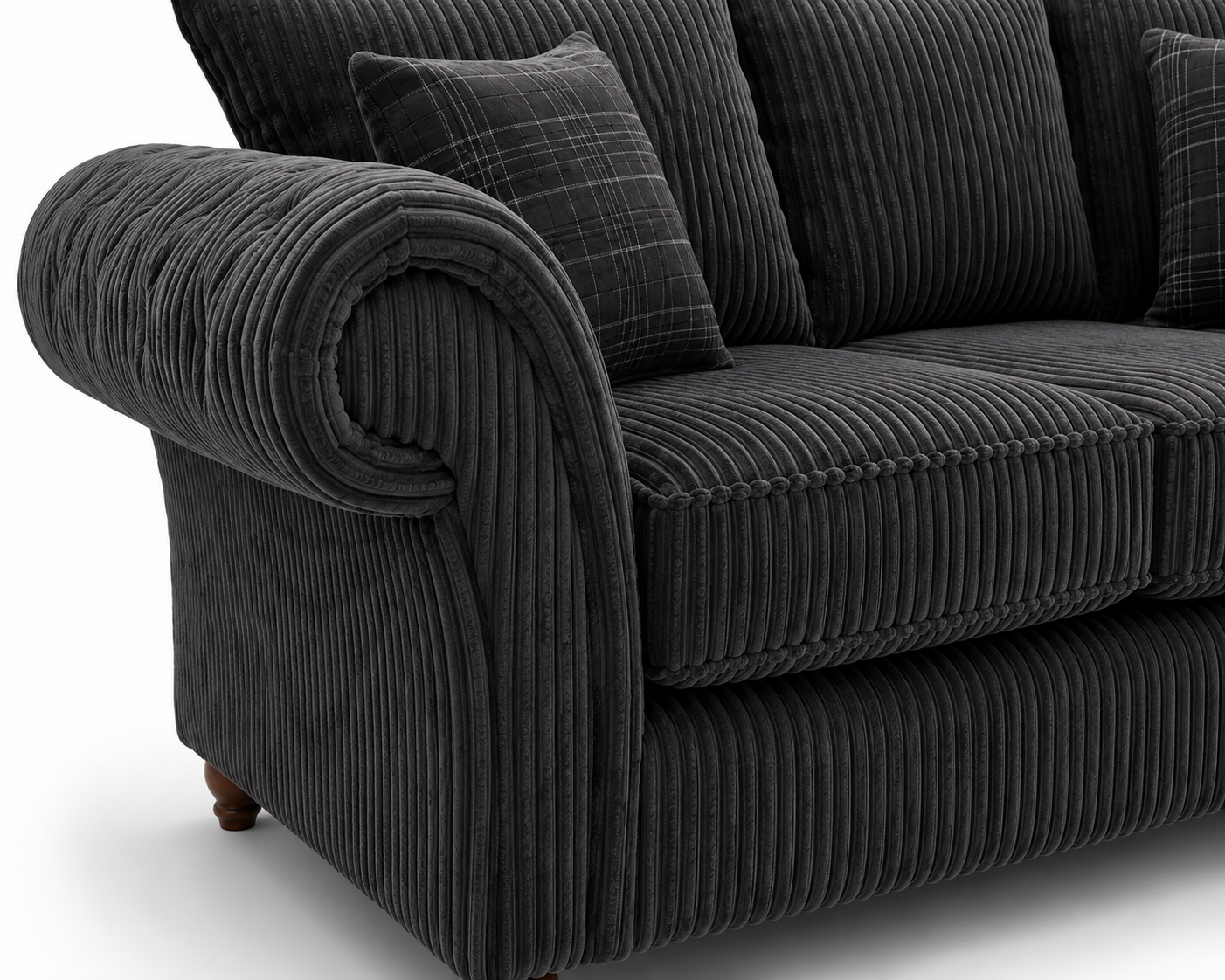 NICOLE 5 Seater Corner Jumbo Cord Dark Grey Sofa 3