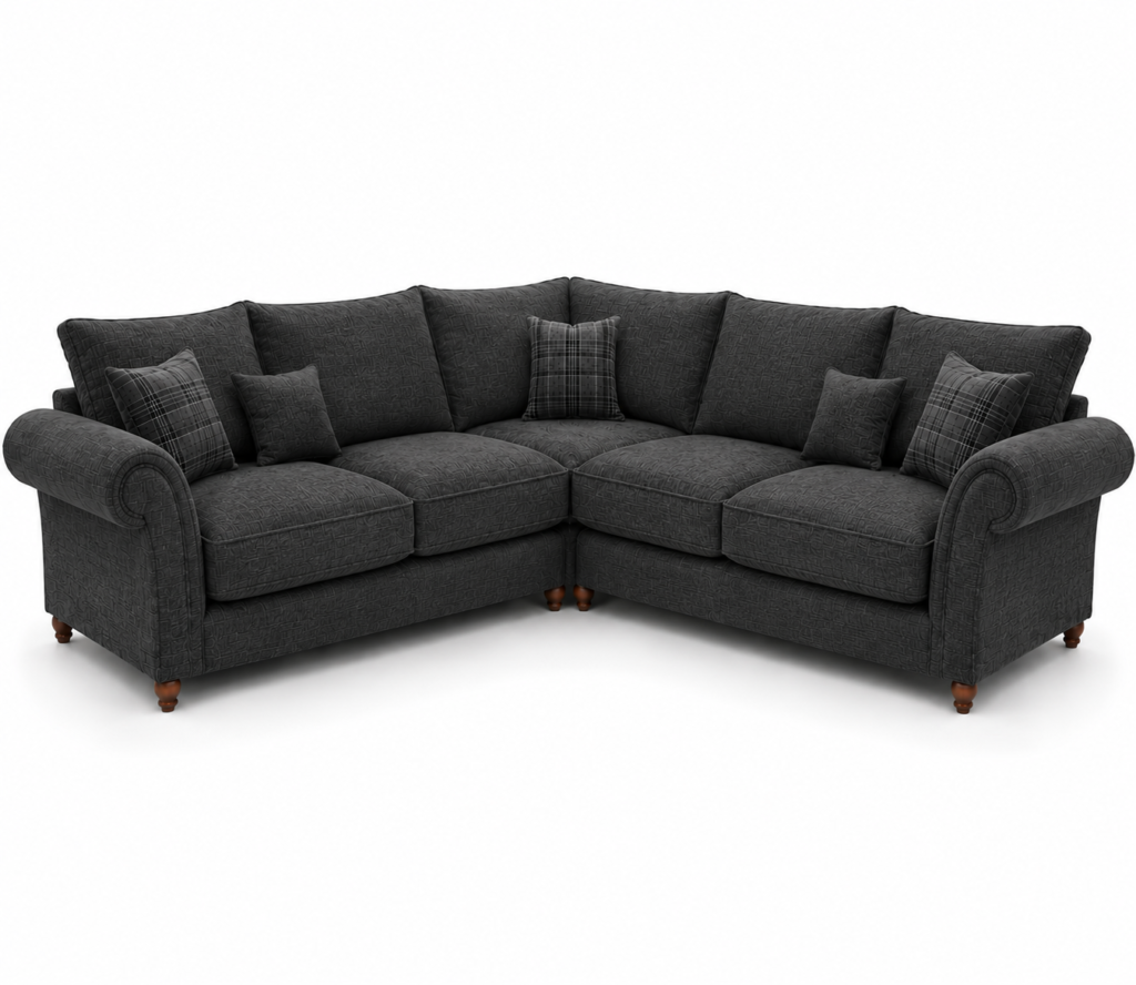 NICOLE 5 Seater Corner Naples & Kensington Dark Grey Sofa