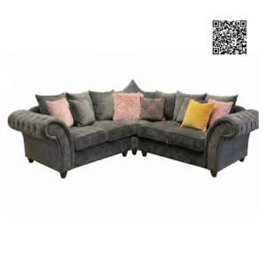 NICOLE 5 Seater Corner Plush Velvet Dark Grey Sofa