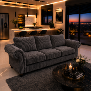 Nicole 3 Seater Jumbo Cord Dark Grey Sofa 5