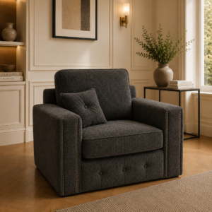 Ruby Alaska 1 Seater Chenille Dark Grey Sofa 4