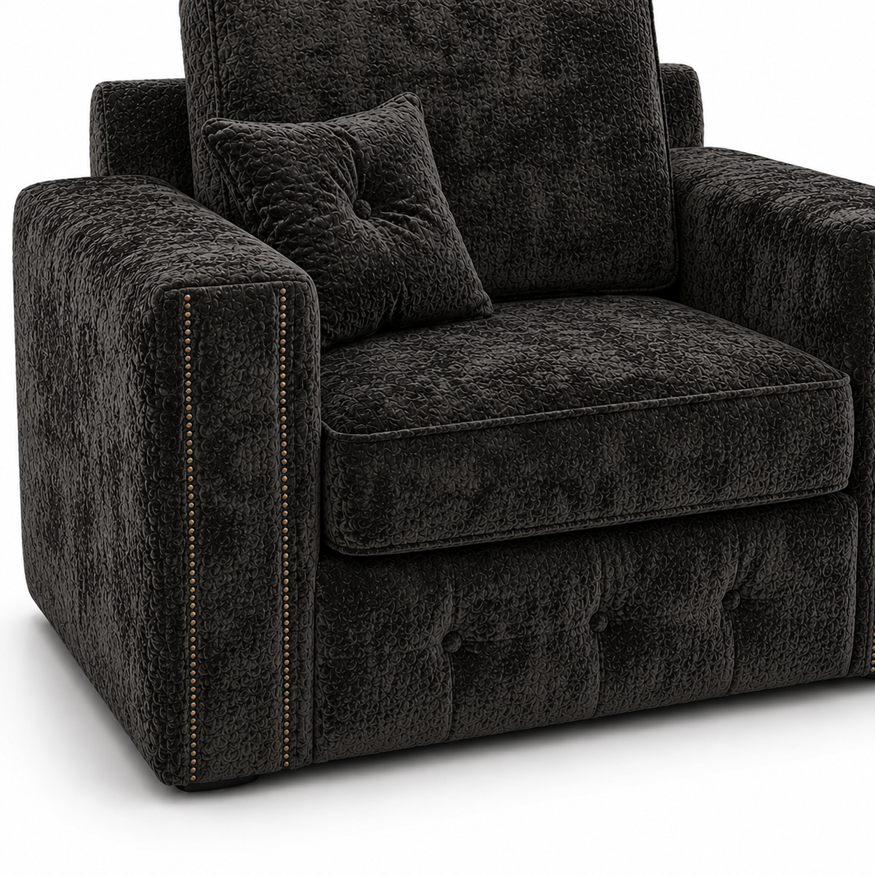 Ruby Alaska 1 Seater Crush Velvet Dark Grey Sofa 3