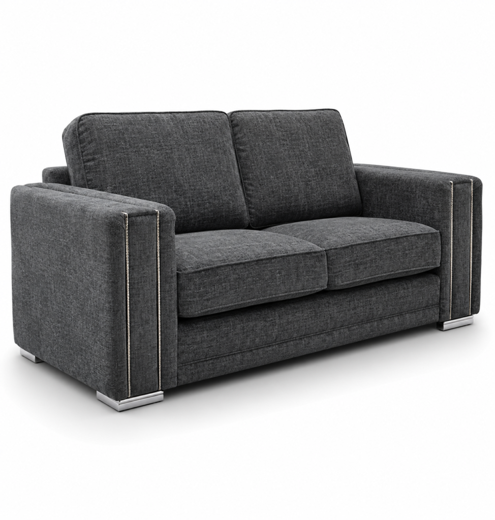 Ruby Alaska 2 Seater Chenille Dark Grey Sofa