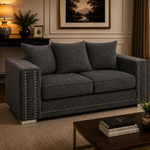 Ruby Alaska 2 Seater Chenille Dark Grey Sofa 4