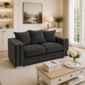 Ruby Alaska 2 Seater Chenille Dark Grey Sofa 5