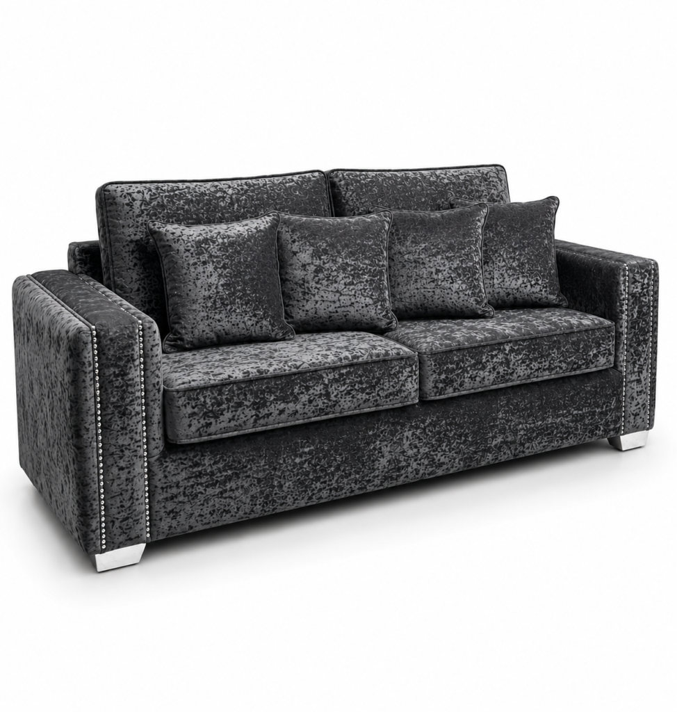 Ruby Alaska 2 Seater Crush Velvet Dark Grey Sofa