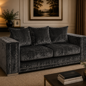 Ruby Alaska 2 Seater Crush Velvet Dark Grey Sofa 4