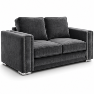 Ruby Alaska 2 Seater Plush Velvet Dark Grey Sofa