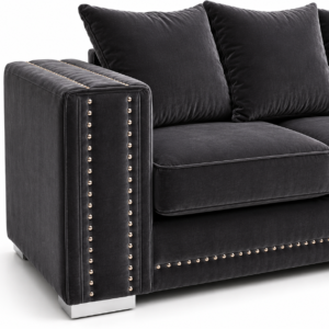Ruby Alaska 2 Seater Plush Velvet Dark Grey Sofa 3