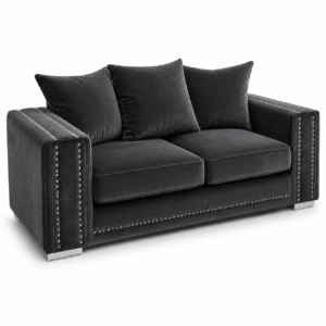 Ruby Alaska 2 Seater Plush Velvet Dark Grey Sofa