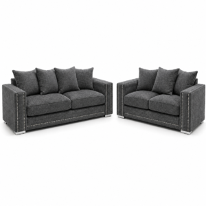 Ruby Alaska 3+2 Seater Chenille Dark Grey Sofa Set
